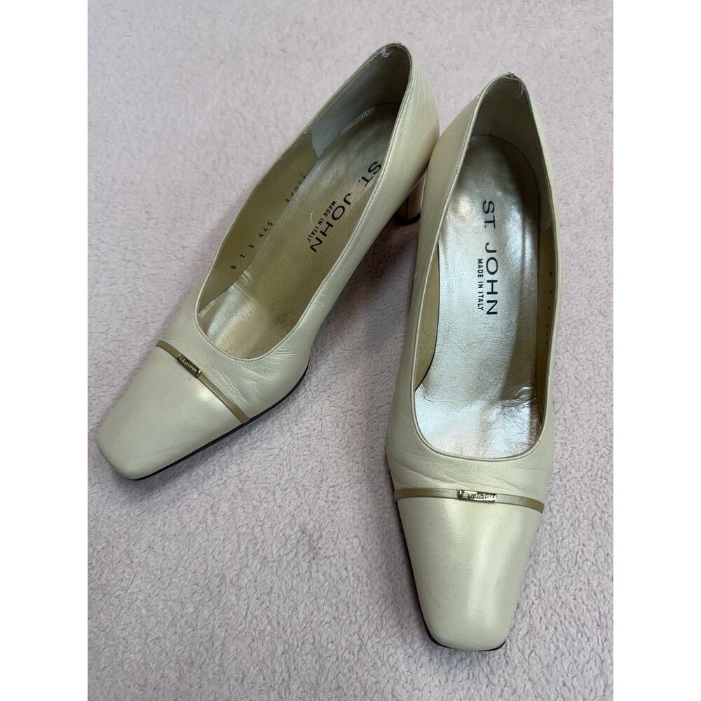 St. John Angela AJ224018 Leather Pumps 7B Made Italy Vintage - Picture 2 of 11